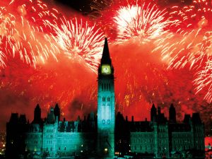 Canada Day fireworks over Parliament Hill, Ottawa