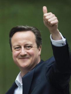 David Cameron is smiles after winning a majority government.
