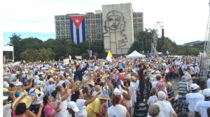 Worshippers gather for the Papal Mass in Cuba