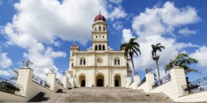 Steps to ornate church, El Cobre, Santiago de Cuba, Cuba