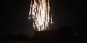 The Geneva Convention bans 'incendiary weapons' as seen here raining down on Syrian opposition forces from Russian planes (Credit: Daily Mail)