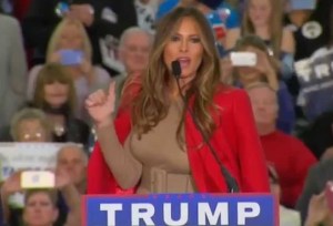 Melania Trump greets the capacity crowd of 12,000 on February 19, 2016 at the Myrtle Beach Convention Center in Myrtle Beach, SC. (Credit: Right Side Broadcasting)